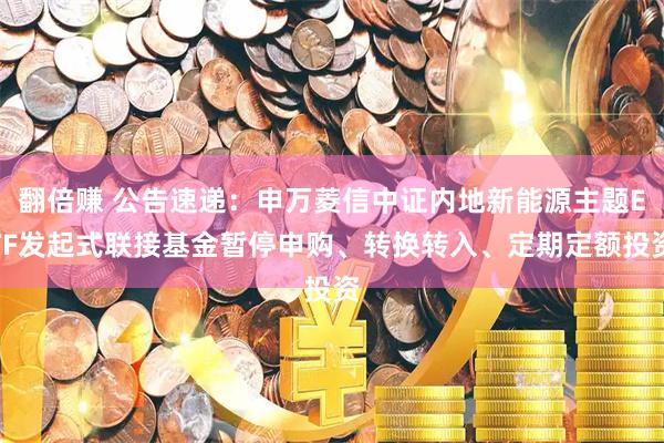 翻倍赚 公告速递：申万菱信中证内地新能源主题ETF发起式联接基金暂停申购、转换转入、定期定额投资