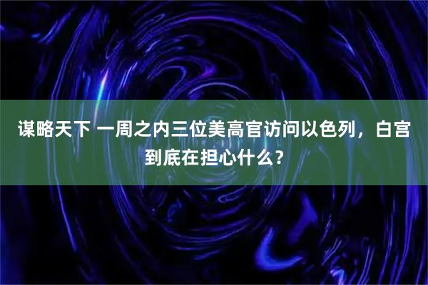 谋略天下 一周之内三位美高官访问以色列，白宫到底在担心什么？